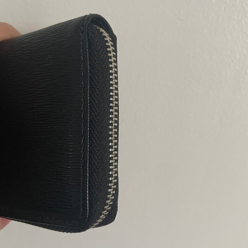Coach Black Leatherware Card Zip Around Around Texttured Leather New - Picture 4 of 7